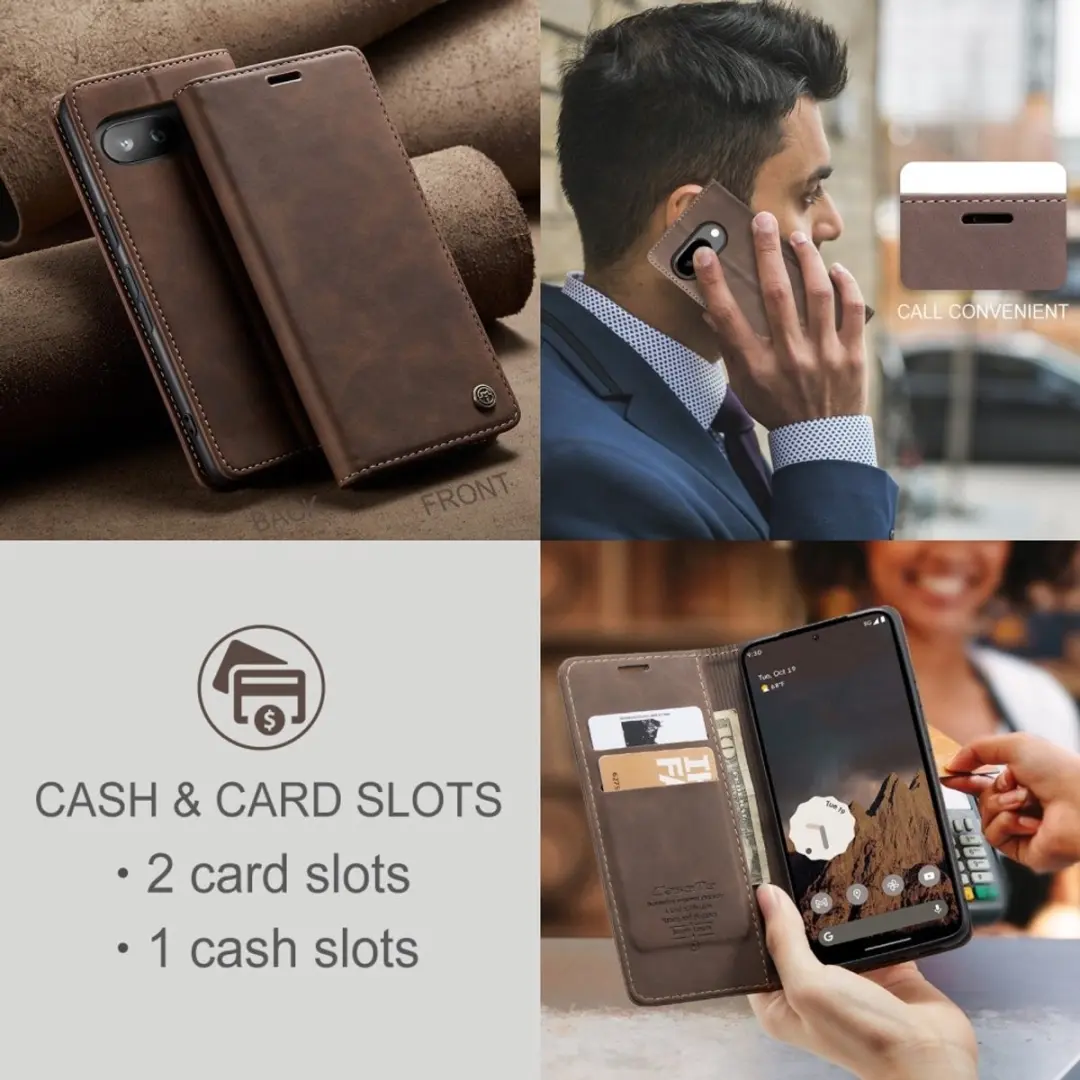 CaseMe Hoesje Google Pixel 9a - Donkerbruin