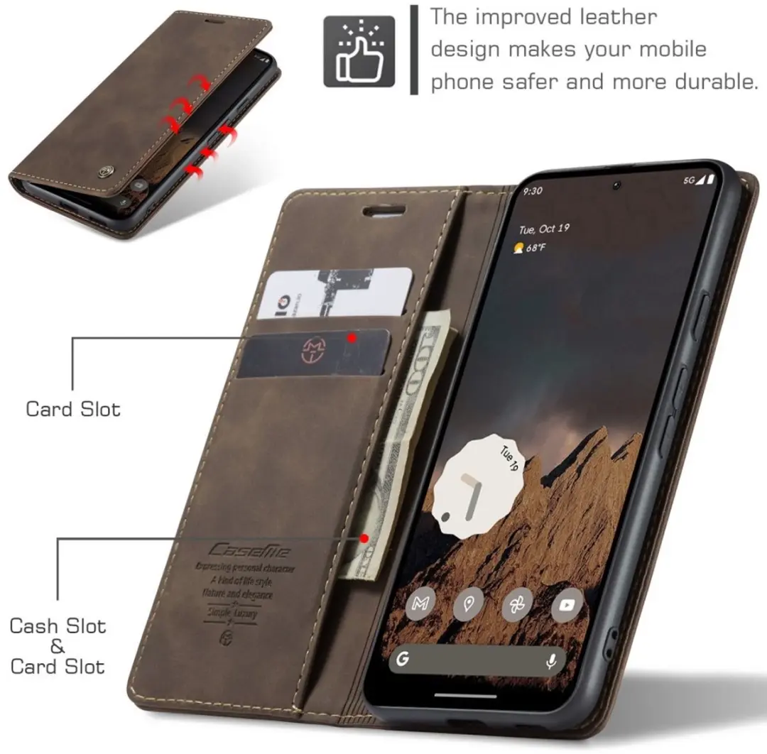 CaseMe Hoesje Google Pixel 9a - Donkerbruin