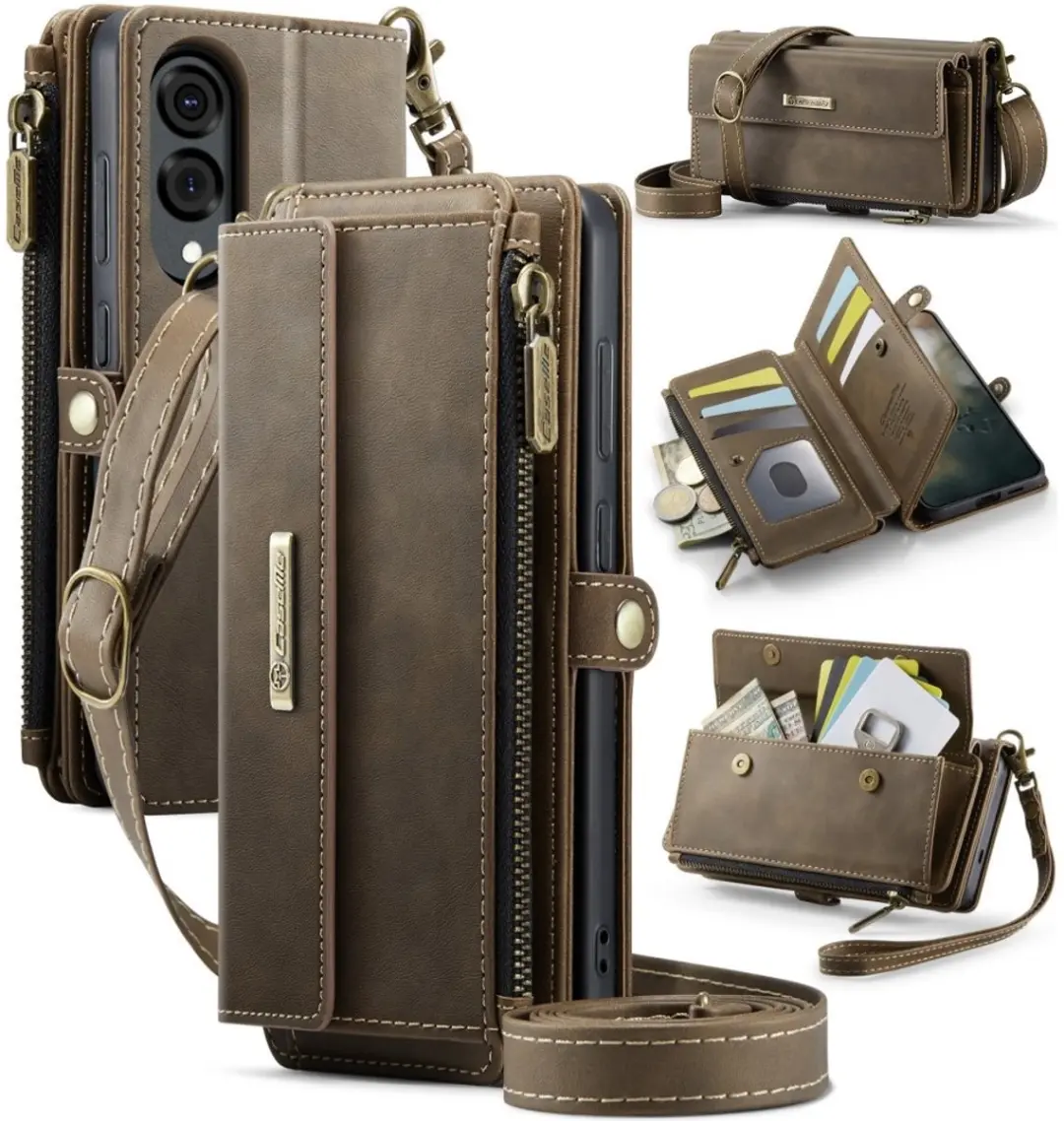 Caseme Samsung Galaxy S25 Edge Hoesje Portemonnee - 9 Pasjes - Bruin