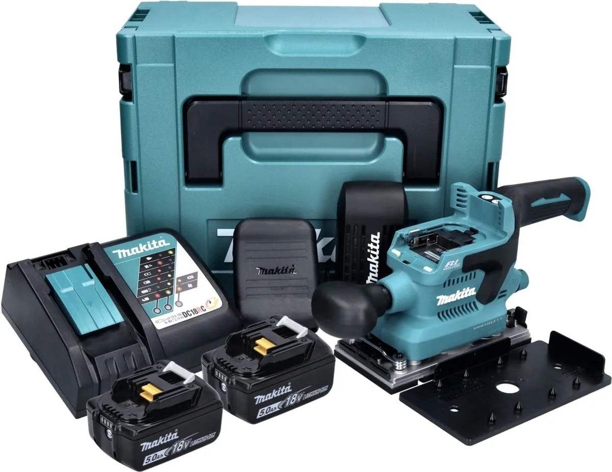 Makita DBO380RTJ Vlakschuurmachine 18V - 2x 5.0Ah