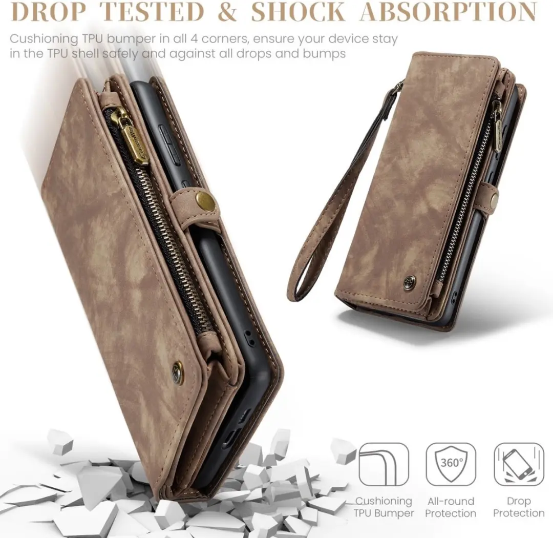 Caseme Samsung Galaxy S25 Plus Hoes - Vintage 2-in-1 Portemonnee Bruin