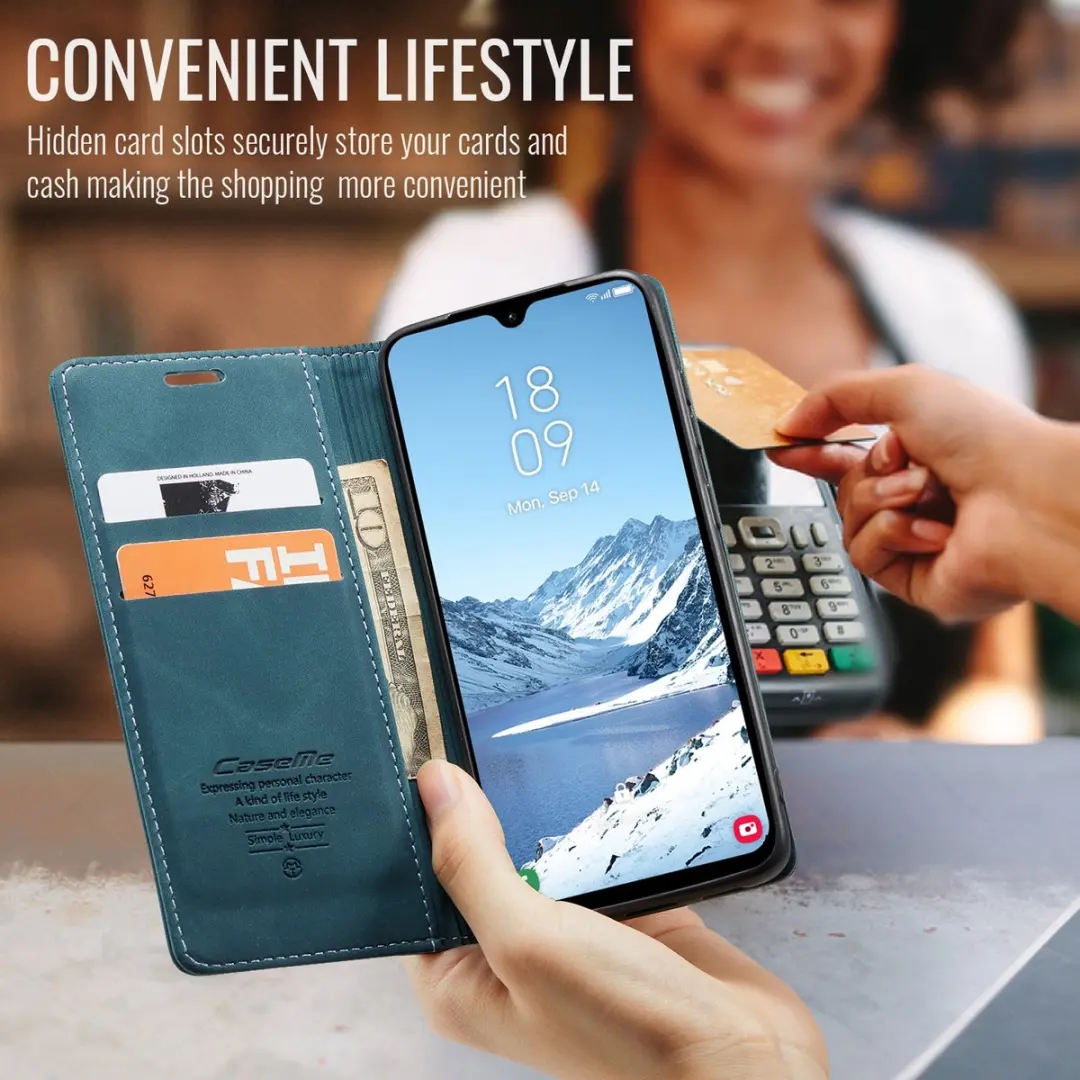 Caseme 013 Book Case Hoesje Samsung Galaxy A17 - Blauw - afbeelding 6 van 6