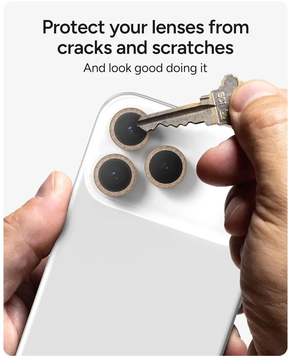 ZAGG Glass Elite Camera Rings iPhone 15/16 Pro - Goud Glitter