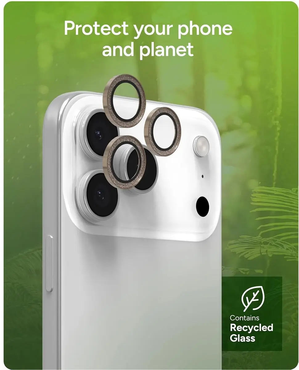 ZAGG Glass Elite Camera Rings iPhone 15/16 Pro - Goud Glitter