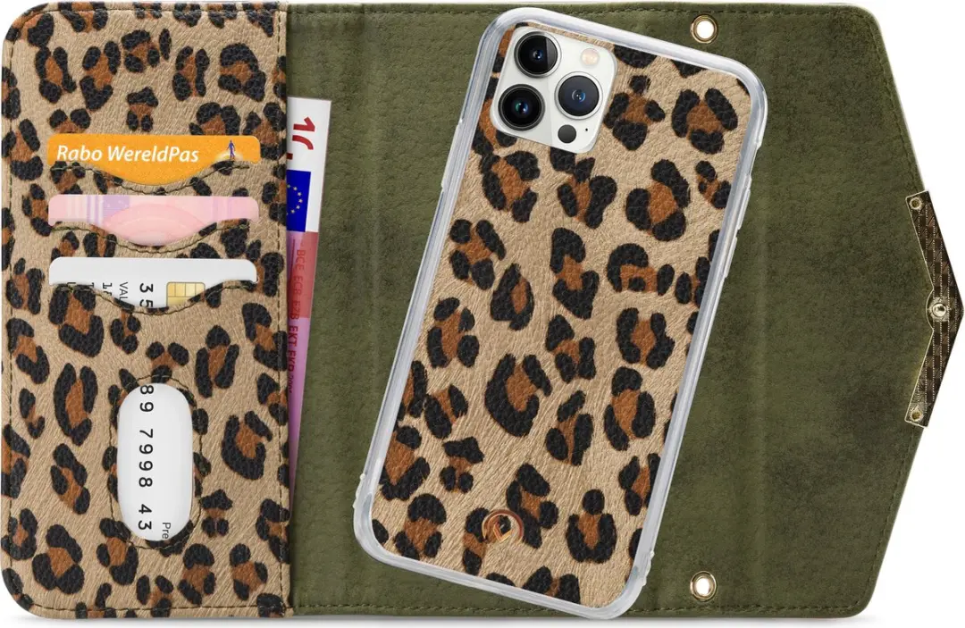 Mobilize iPhone 13 Pro Max Hoesje Luipaard Groen - 4 Pasjes