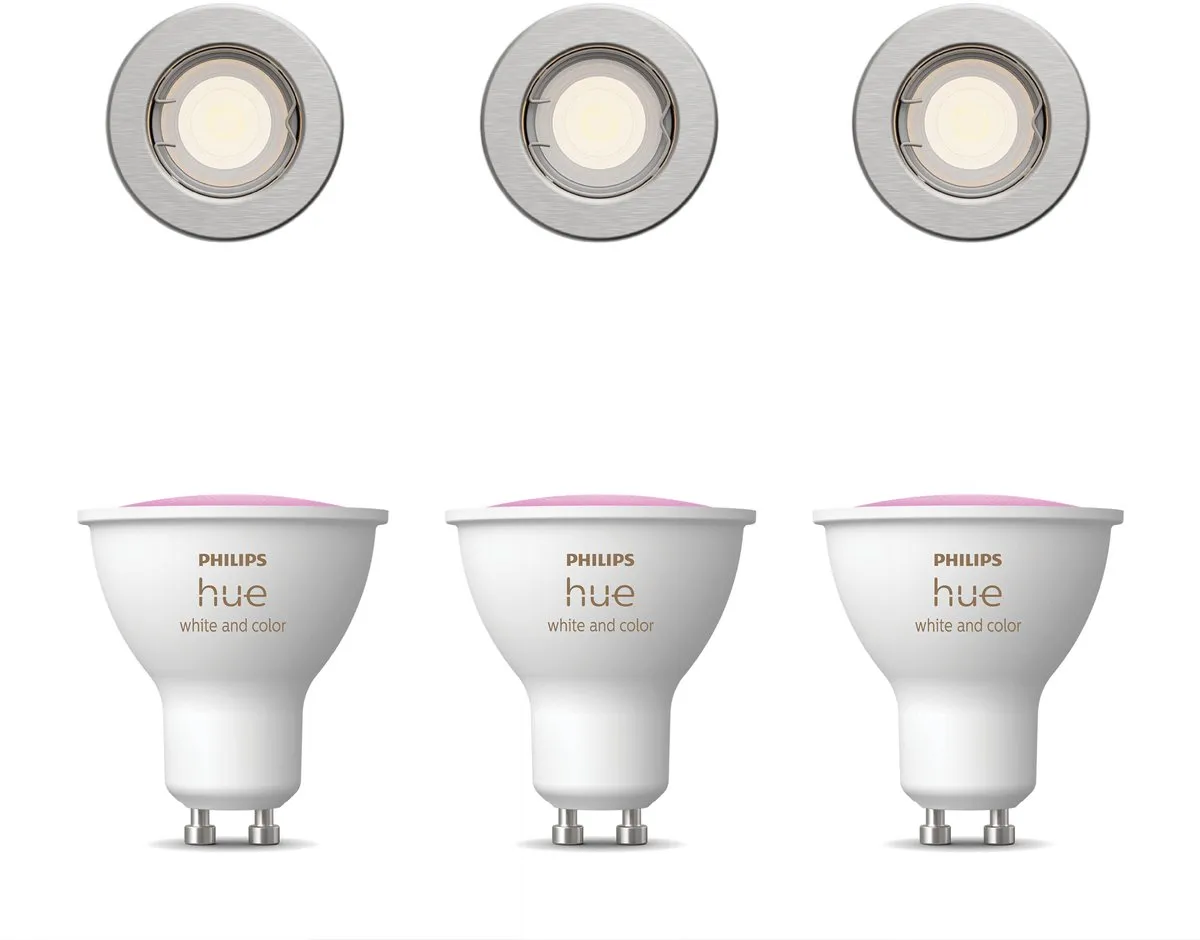 Philips Hue Peridot Inbouwspots 3 Stuks - Nikkel - GU10 RGBW