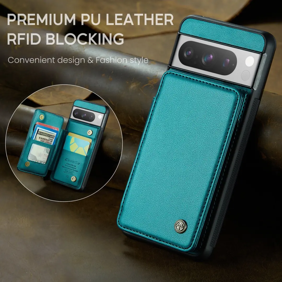 Caseme Portemonnee Backcover Pixel 8 Pro - Anti-RFID Groen - afbeelding 6 van 6