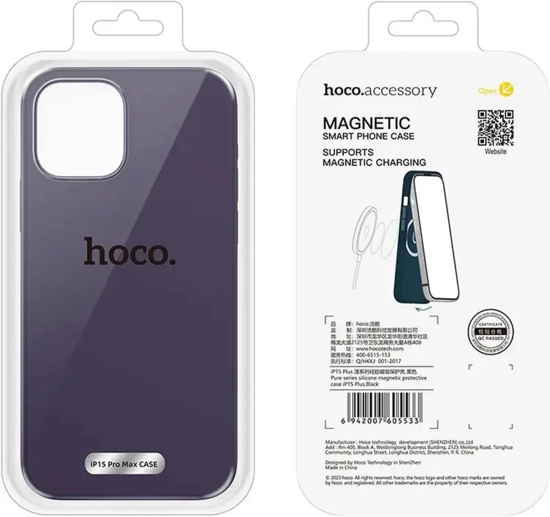 Hoco Pure Series Siliconen MagSafe Hoesje iPhone 15 Pro - Paars