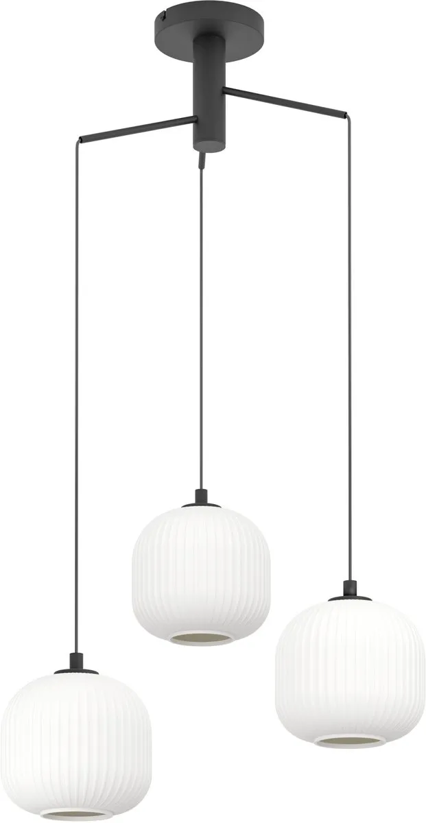 Eglo Mantunalle Hanglamp E27 - 3 Lichtpunten - Ø62cm - Zwart/Wit