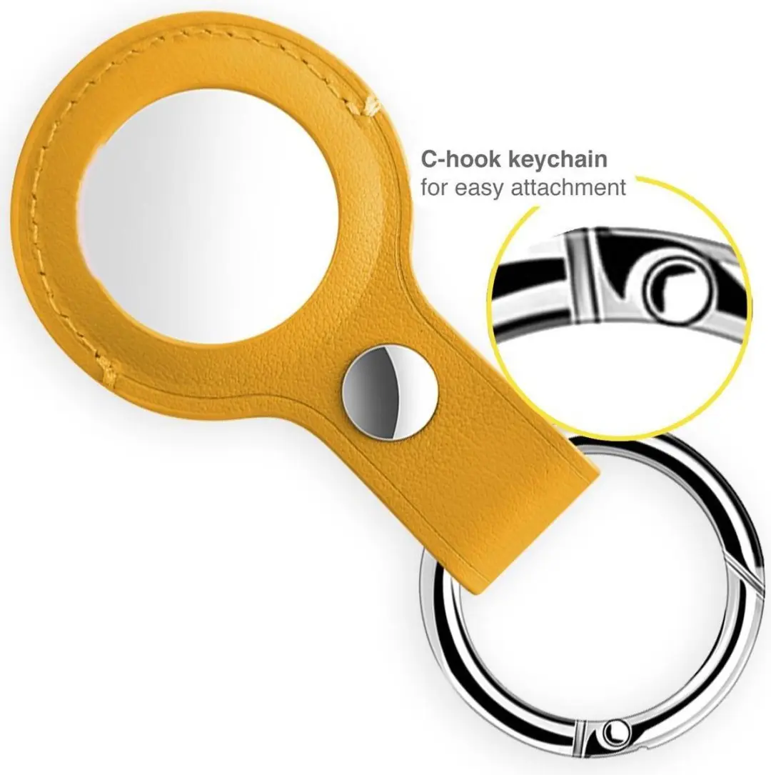 Hoco Premium Lederen Hanger voor Apple AirTag - Geel