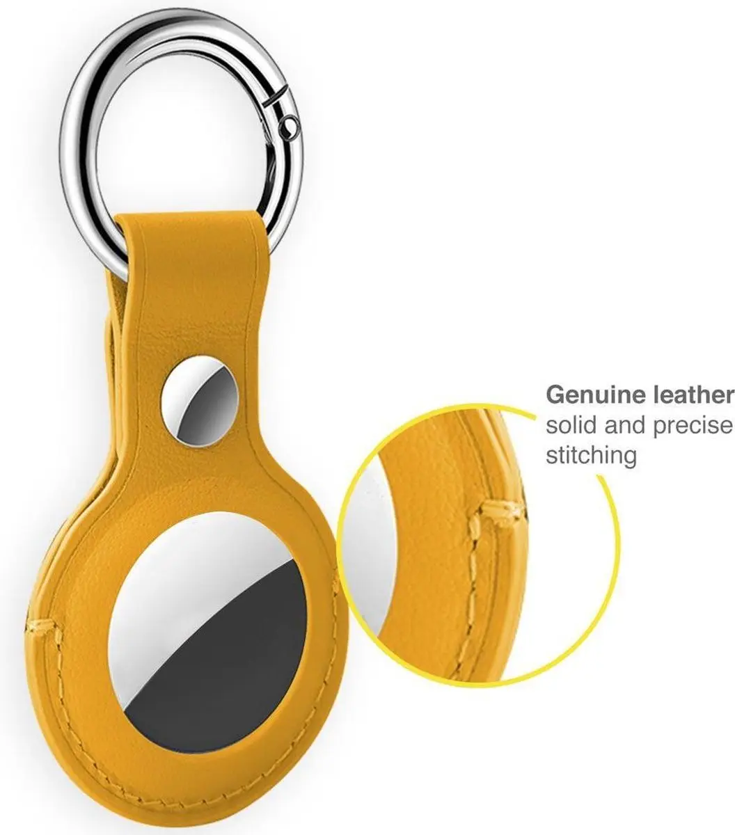 Hoco Premium Lederen Hanger voor Apple AirTag - Geel