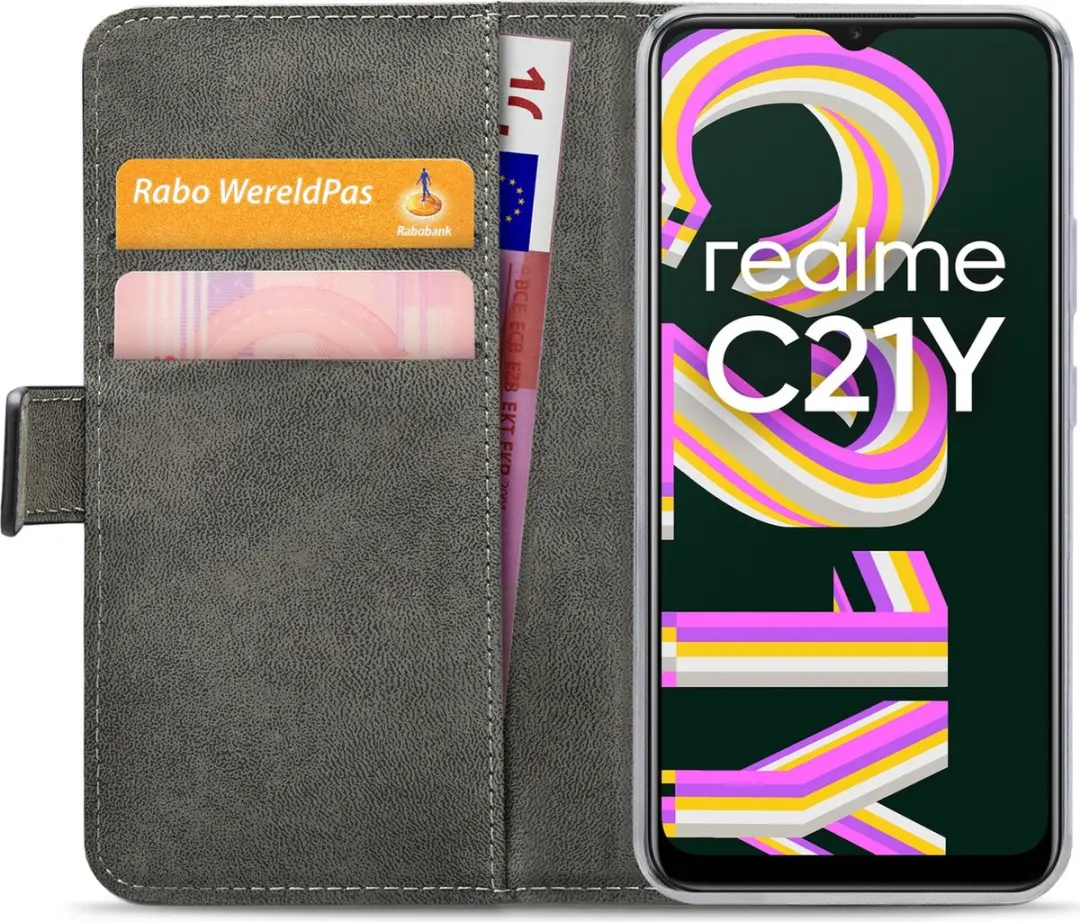 Mobilize Classic Gelly Wallet Bookcase Realme C21Y - Pasjeshouder Zwart
