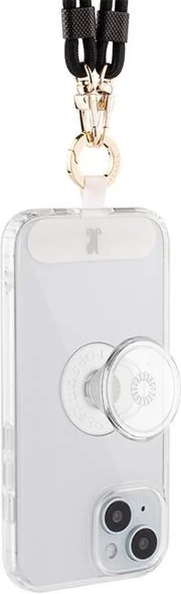 Just Elegance iPhone 15 Hard Case - Transparant met PopGrip