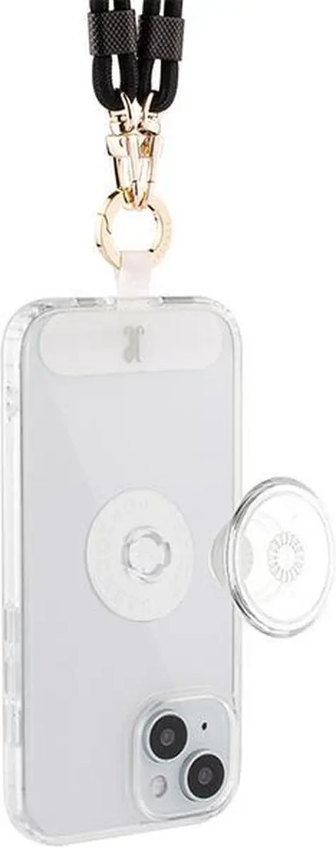 Just Elegance iPhone 15 Hard Case - Transparant met PopGrip