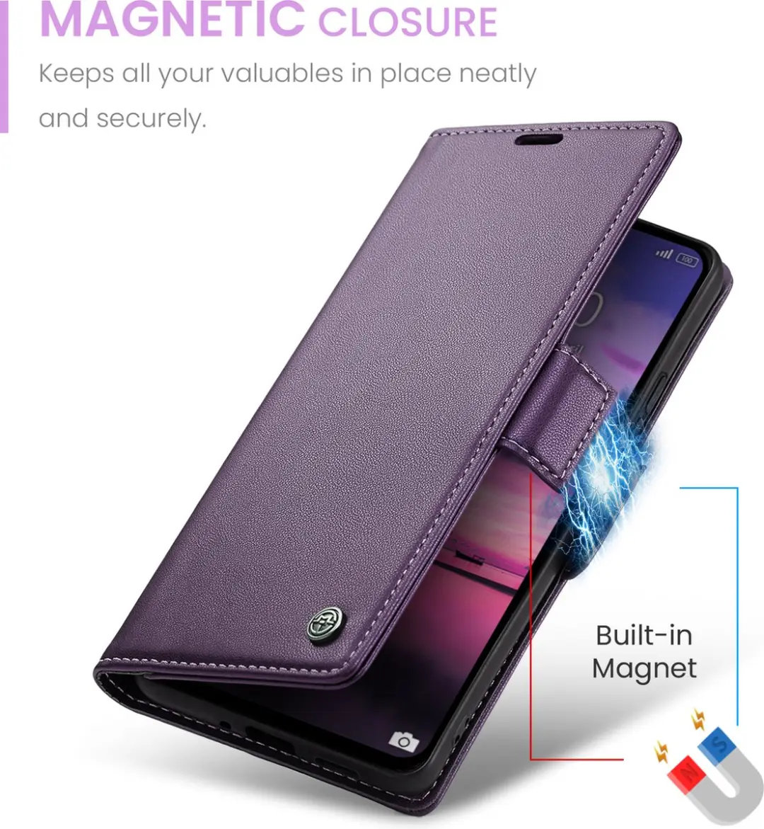 Caseme Wallet Case voor Xiaomi Redmi Note 13 Pro 4G - Paars - afbeelding 6 van 6