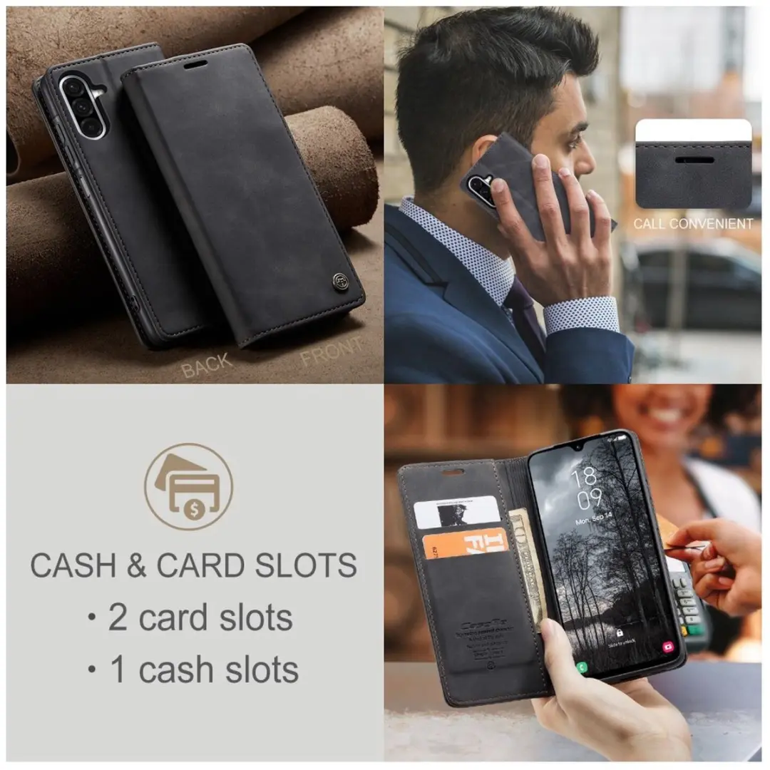 Caseme 013 Hoesje Samsung Galaxy A17 - Book Case Portemonnee - 2 Pasjes - Zwart