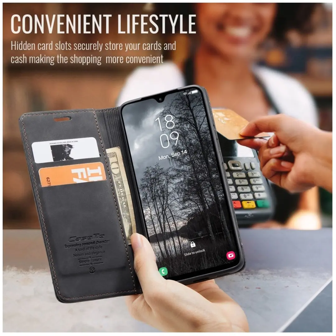 Caseme 013 Hoesje Samsung Galaxy A17 - Book Case Portemonnee - 2 Pasjes - Zwart