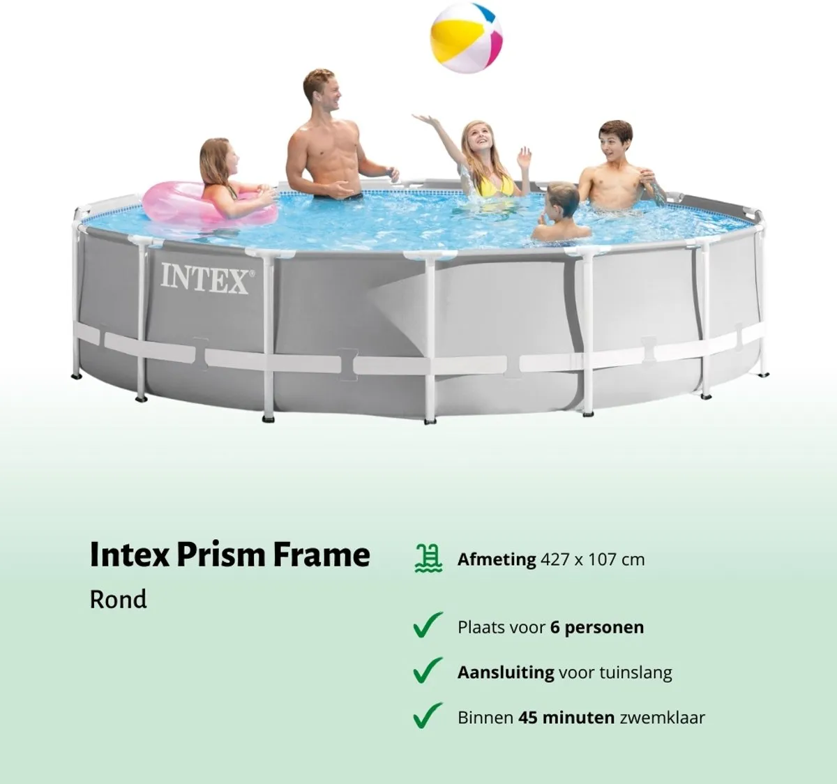 Intex Prism Frame 26720GN Opzetzwembad - Ø427cm x 107cm - Lichtgrijs
