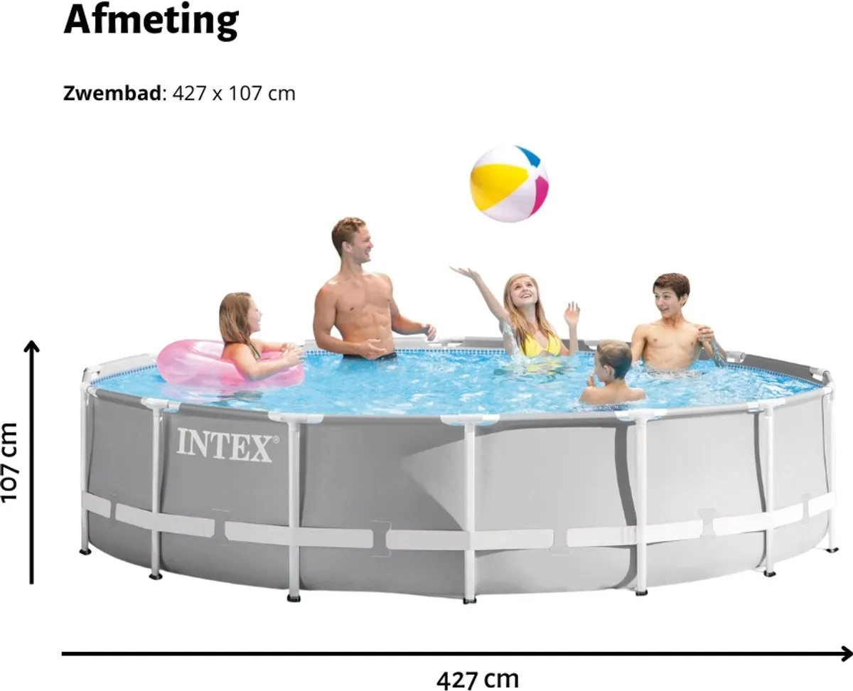 Intex Prism Frame 26720GN Opzetzwembad - Ø427cm x 107cm - Lichtgrijs