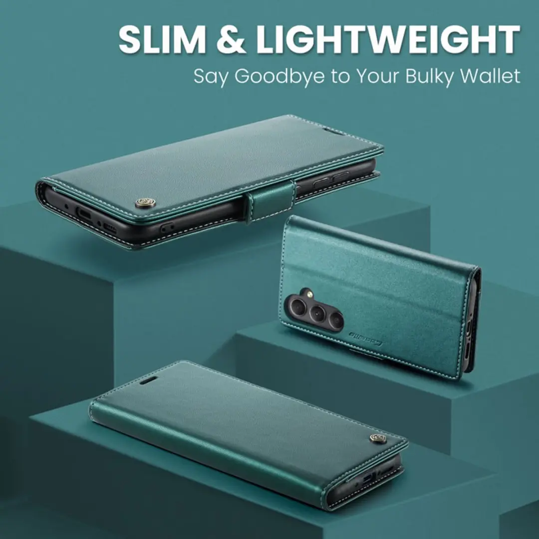 Caseme Wallet Case Groen voor Samsung Galaxy A34 5G - RFID Bescherming