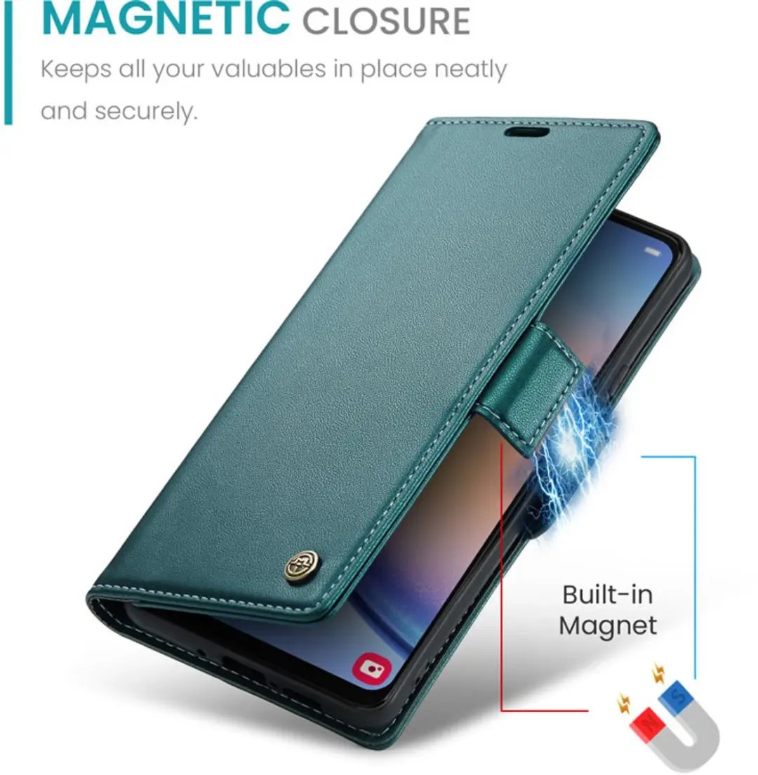 Caseme Wallet Case Groen voor Samsung Galaxy A34 5G - RFID Bescherming - afbeelding 6 van 6