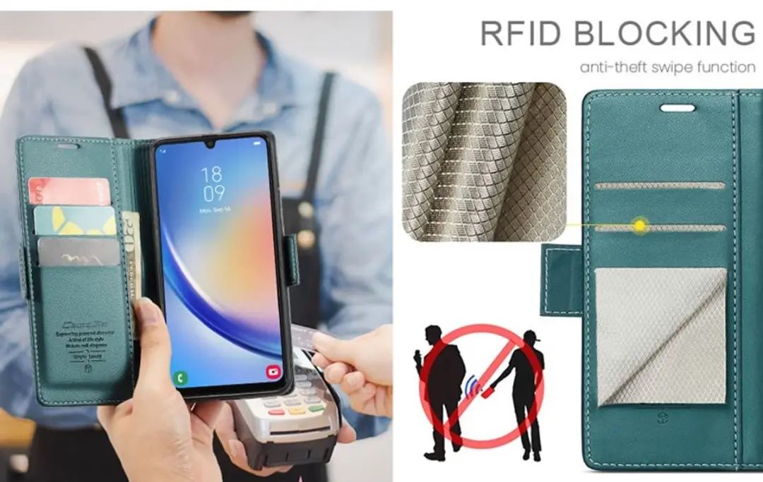 Caseme Wallet Case Groen voor Samsung Galaxy A34 5G - RFID Bescherming