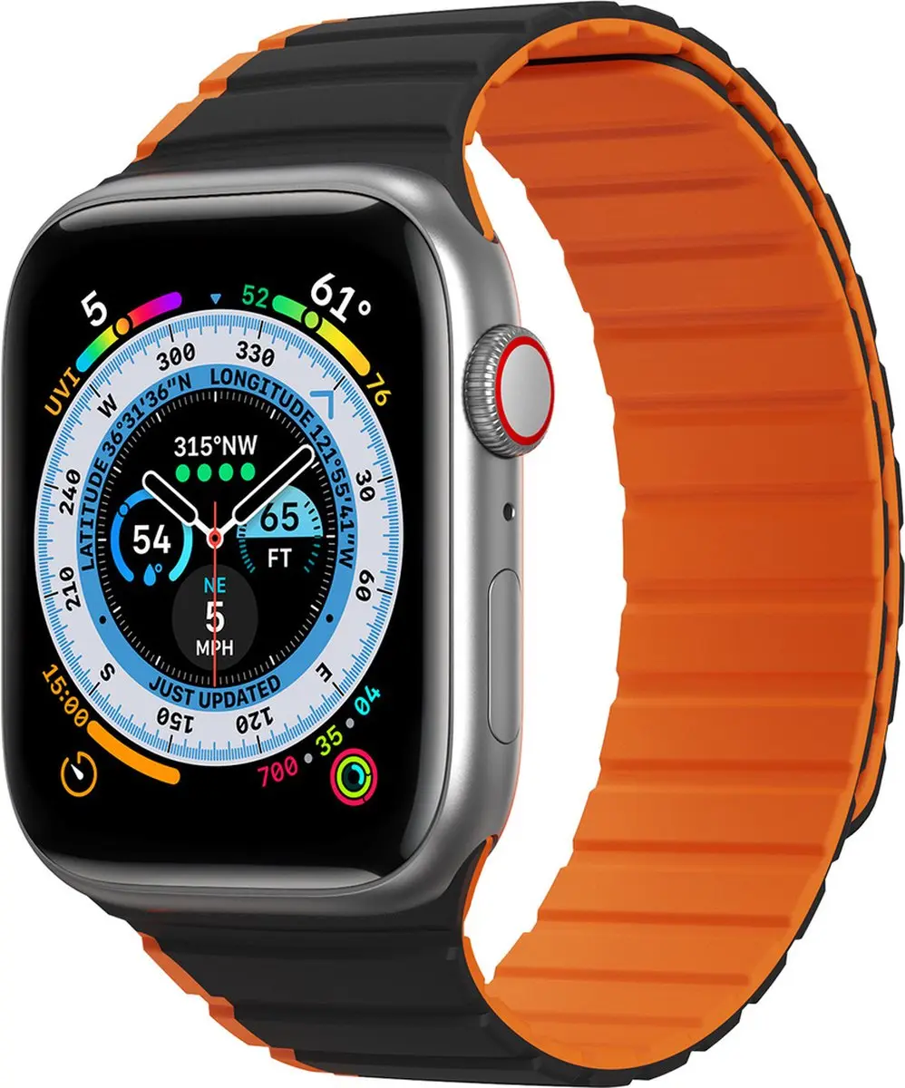 Dux Ducis Magnetische Band voor Apple Watch SE/6/7/8 - 38/40/41mm - Zwart & Oranje