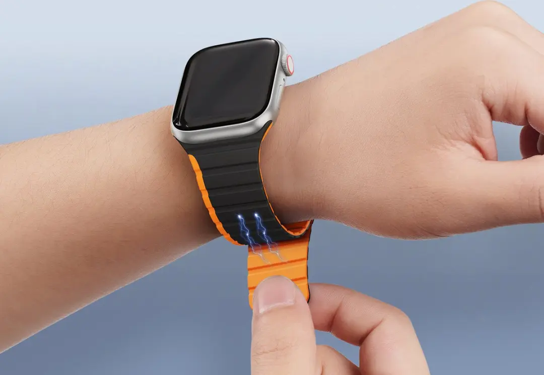 Dux Ducis Magnetische Band voor Apple Watch SE/6/7/8 - 38/40/41mm - Zwart & Oranje