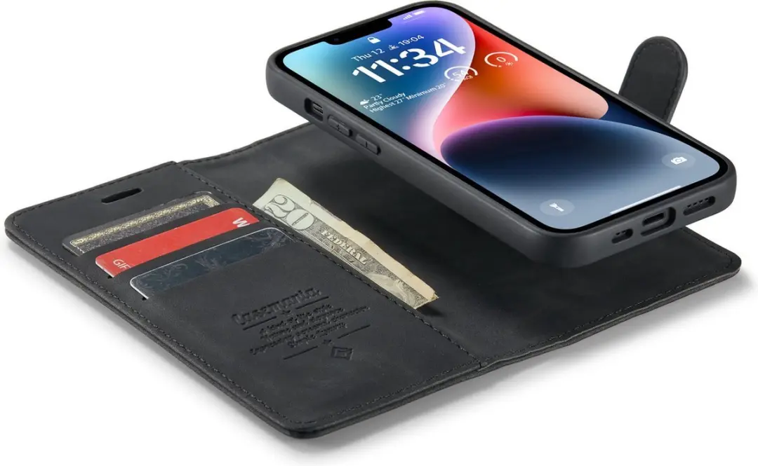 Caseme iPhone 11/XR Bookcase Hoesje - Effen Zwart - 4 Pasjes