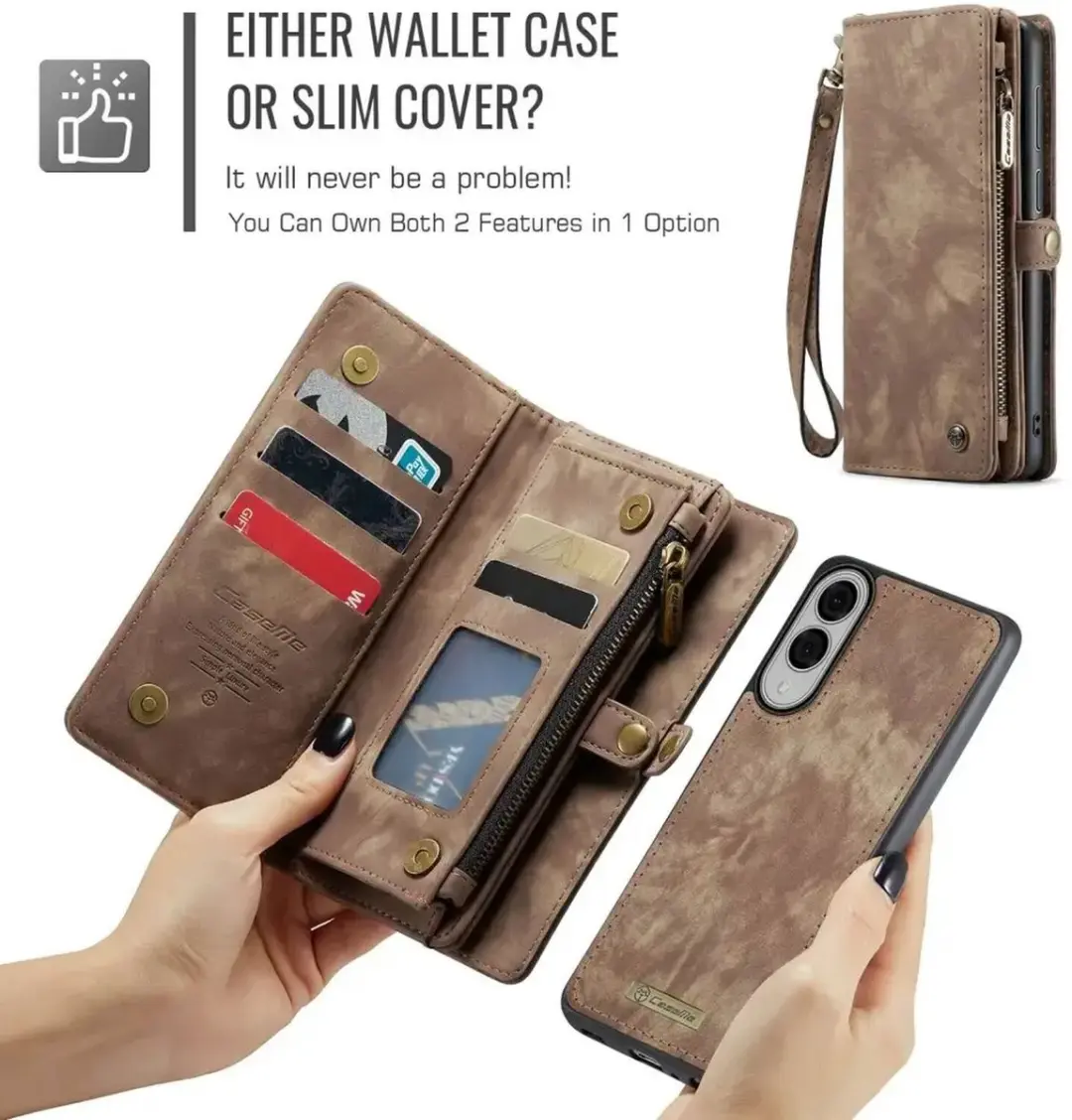 Caseme 008 Book Case Back Cover Samsung Galaxy S25 Edge - 2-in-1 - 9 Pasjes - Bruin