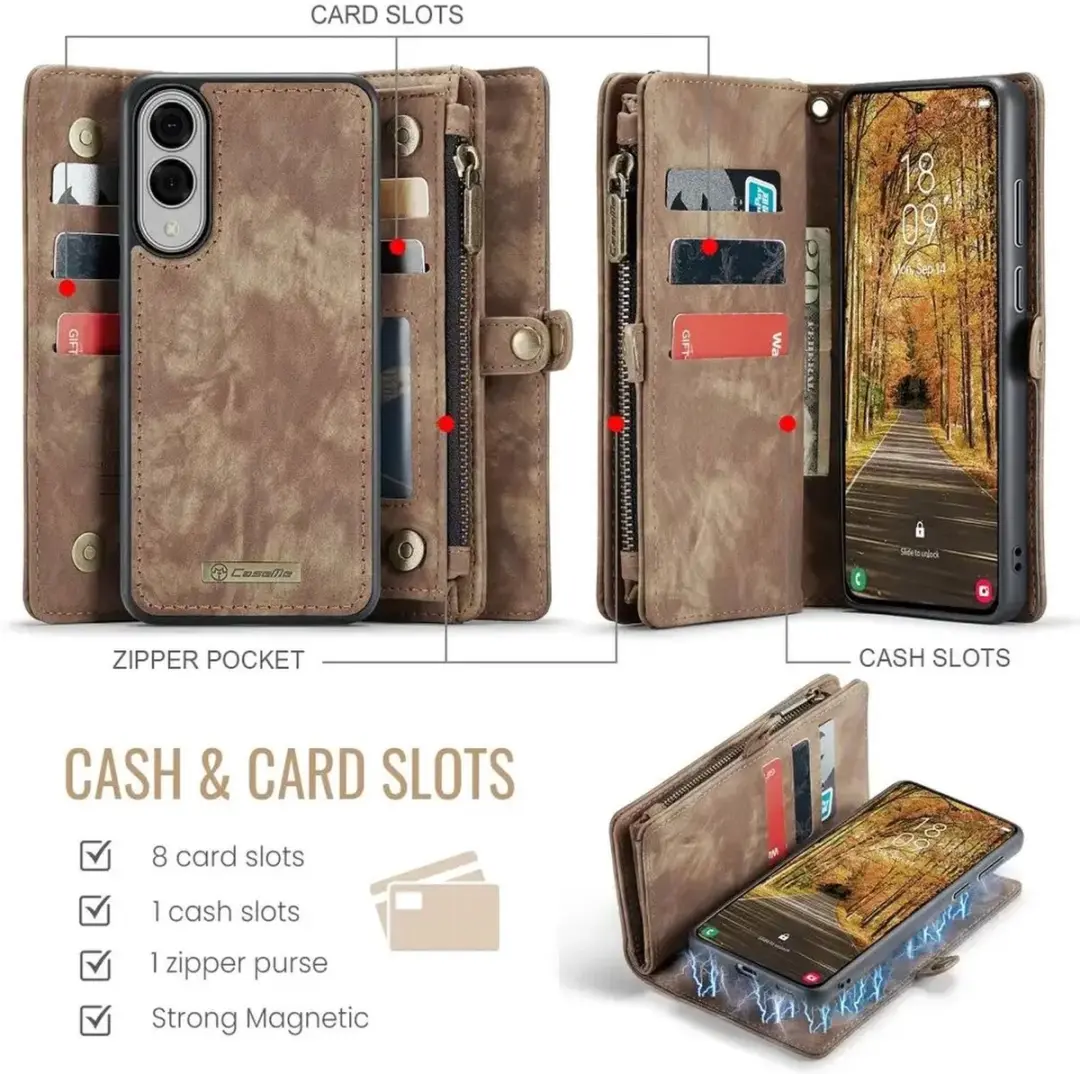 Caseme 008 Book Case Back Cover Samsung Galaxy S25 Edge - 2-in-1 - 9 Pasjes - Bruin