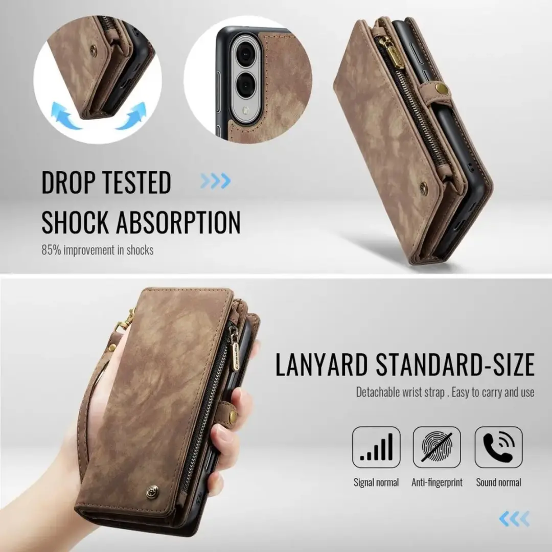 Caseme 008 Book Case Back Cover Samsung Galaxy S25 Edge - 2-in-1 - 9 Pasjes - Bruin