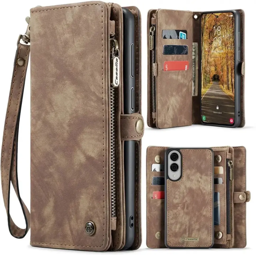 Caseme 008 Book Case Back Cover Samsung Galaxy S25 Edge - 2-in-1 - 9 Pasjes - Bruin