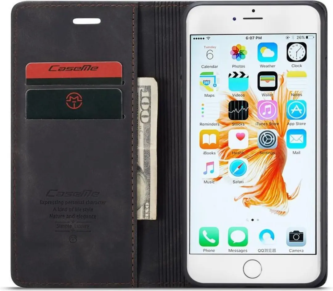 Caseme Book Case iPhone 6/6s Hoesje - 2 Pasjes - Zwart