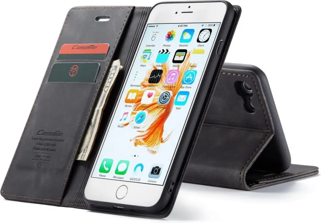 Caseme Book Case iPhone 6/6s Hoesje - 2 Pasjes - Zwart
