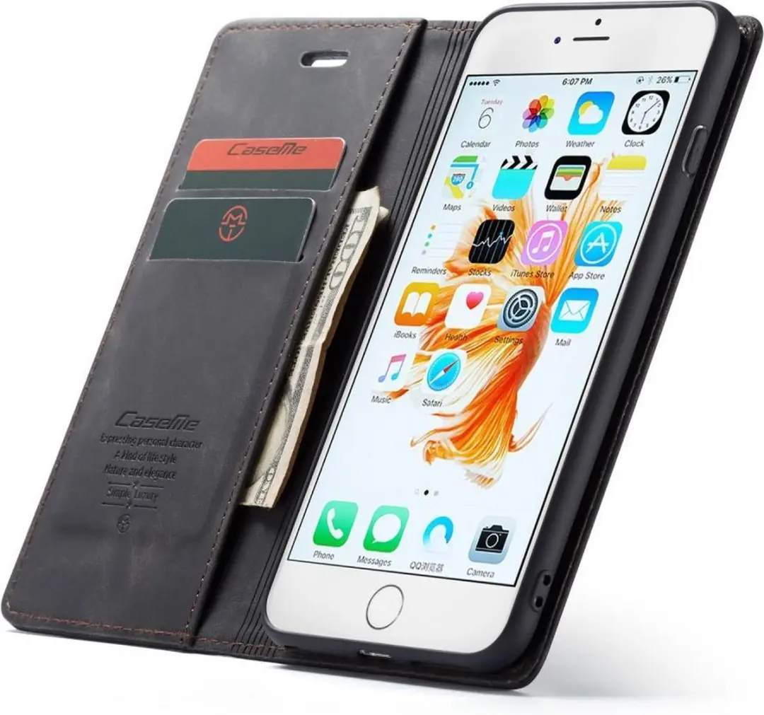 Caseme Book Case iPhone 6/6s Hoesje - 2 Pasjes - Zwart