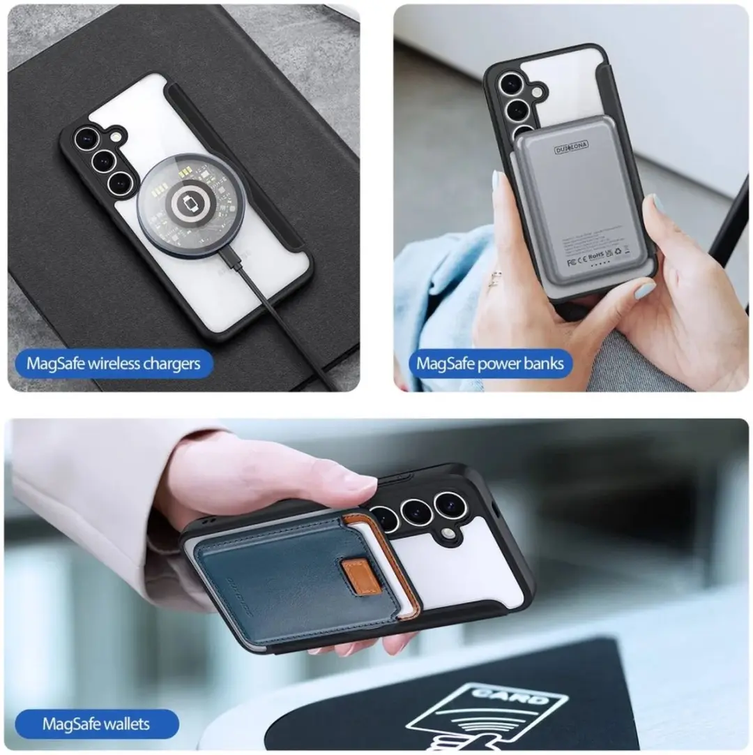 Dux Ducis Skin X Pro Hoesje Samsung Galaxy S25 - MagSafe/Qi2 - 2 Pasjes - Transparant Zwart