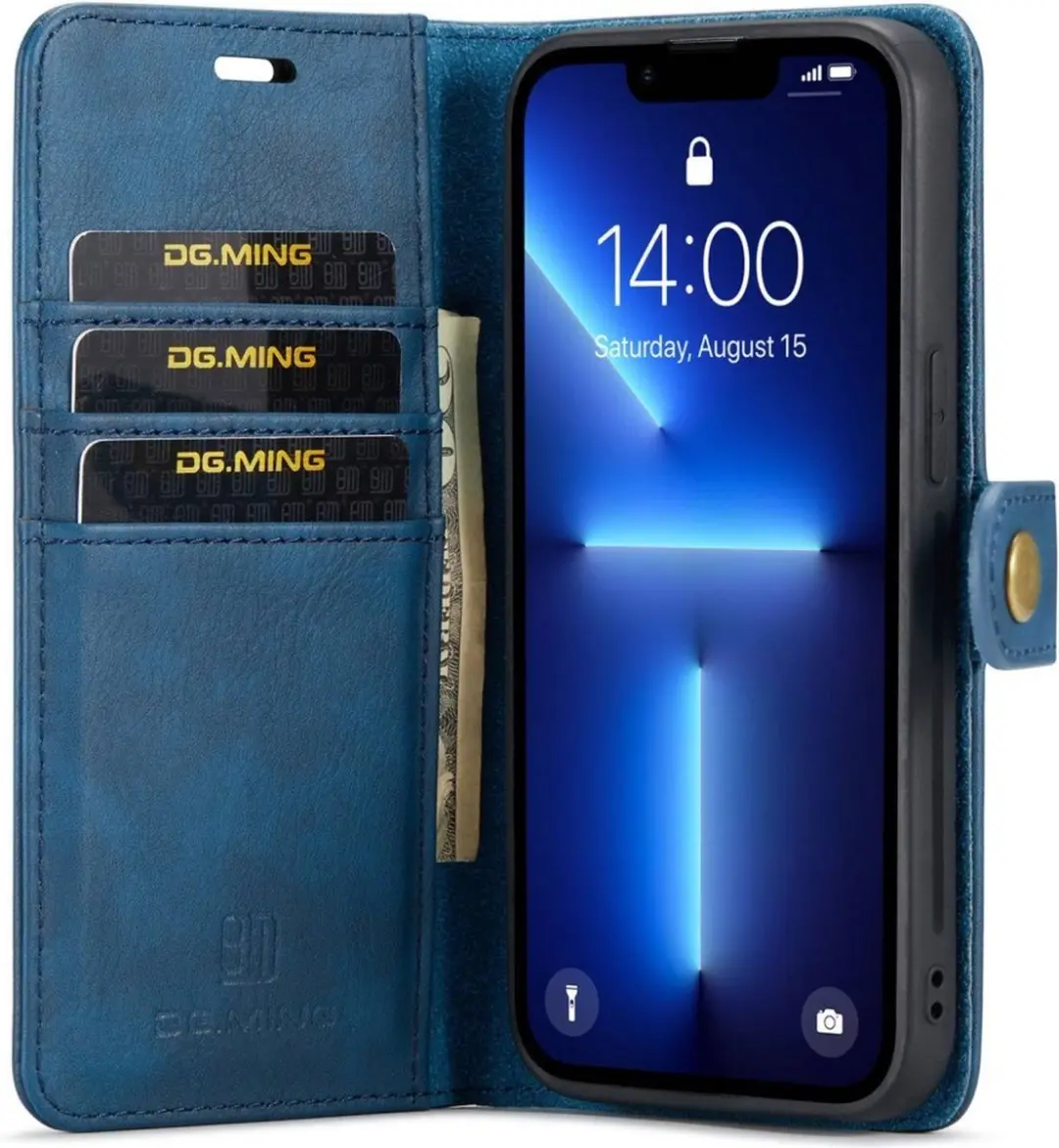 DG.MING iPhone 15 Pro Max Hoesje - Blauw - 2-in-1 Book Case