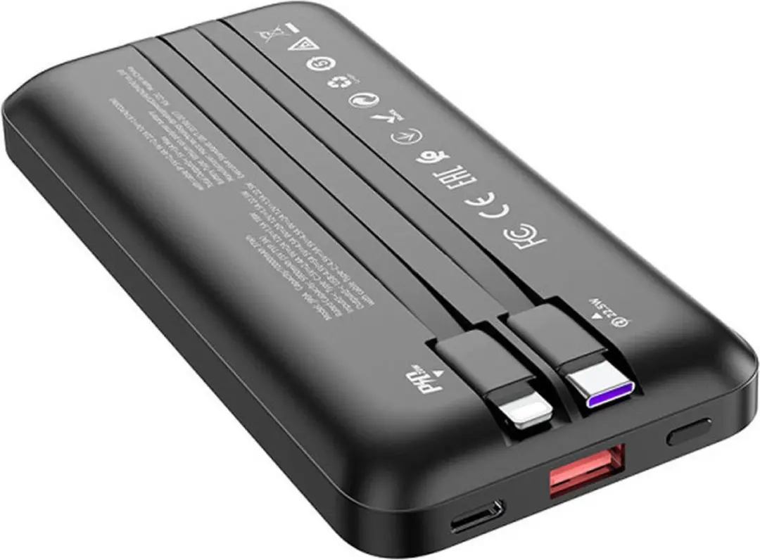 Hoco J90A Powerbank 10.000mAh 22,5W - 3x USB - Zwart - afbeelding 6 van 6