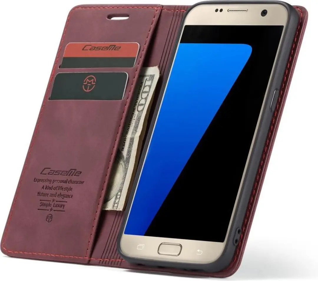 Caseme Book Case Samsung Galaxy S7 - Bordeaux - 2 Pasjes