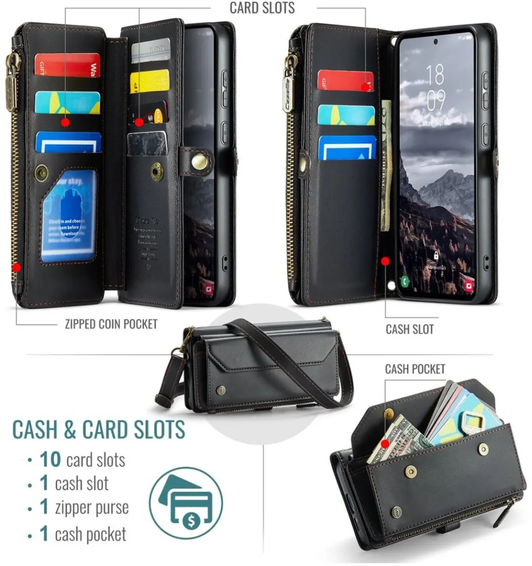CaseMe C36 Hoesje Samsung Galaxy S25 FE - Zwart