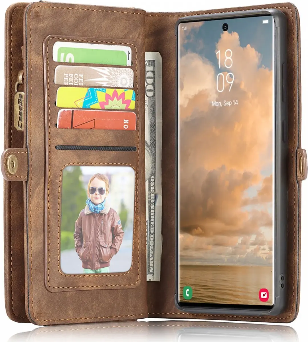Caseme 008 Book Case Samsung Galaxy S22 Ultra - 10 Pasjes - Bruin