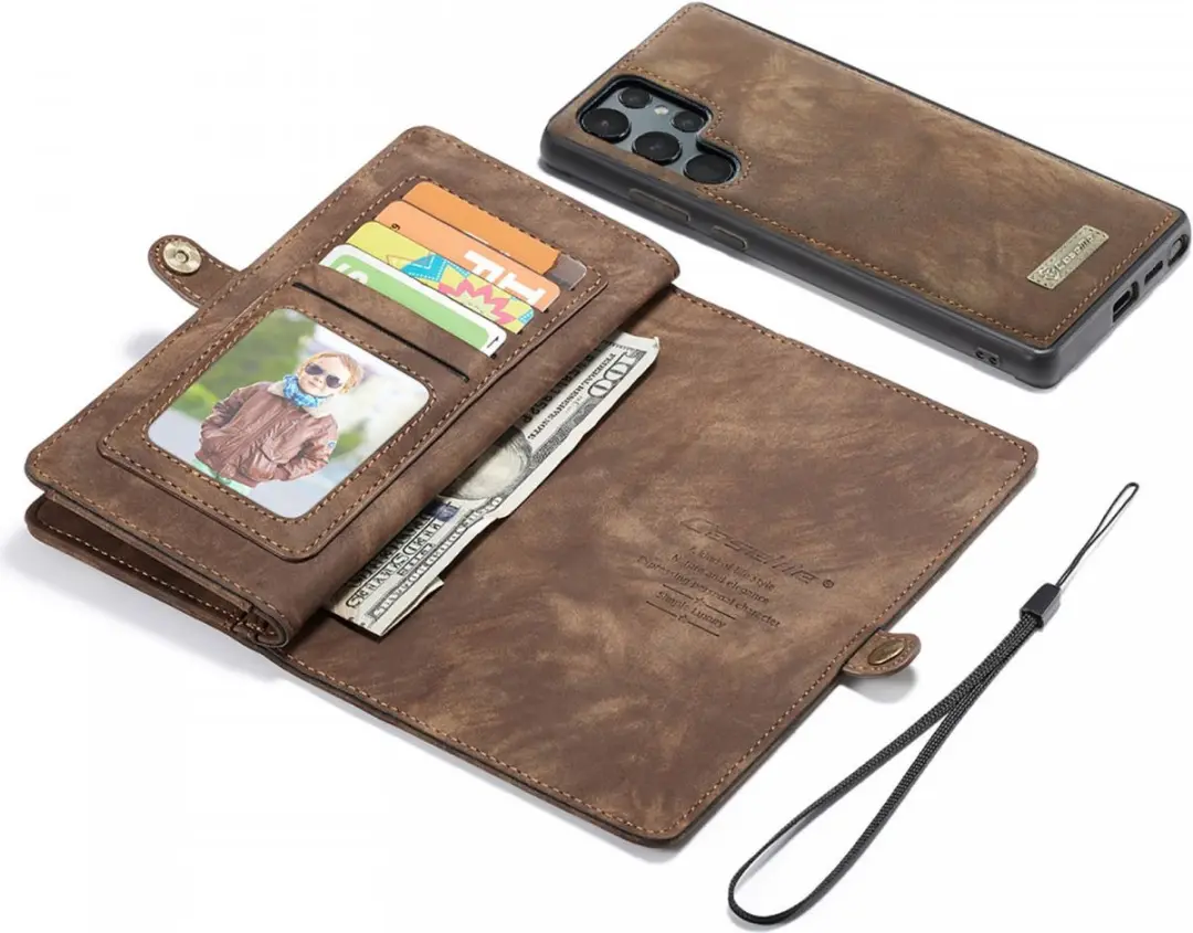 Caseme 008 Book Case Samsung Galaxy S22 Ultra - 10 Pasjes - Bruin