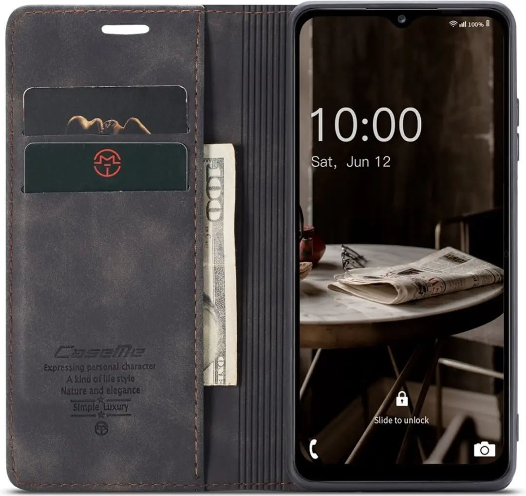 Caseme 013 Book Case Hoesje - Samsung Galaxy A14 - Zwart