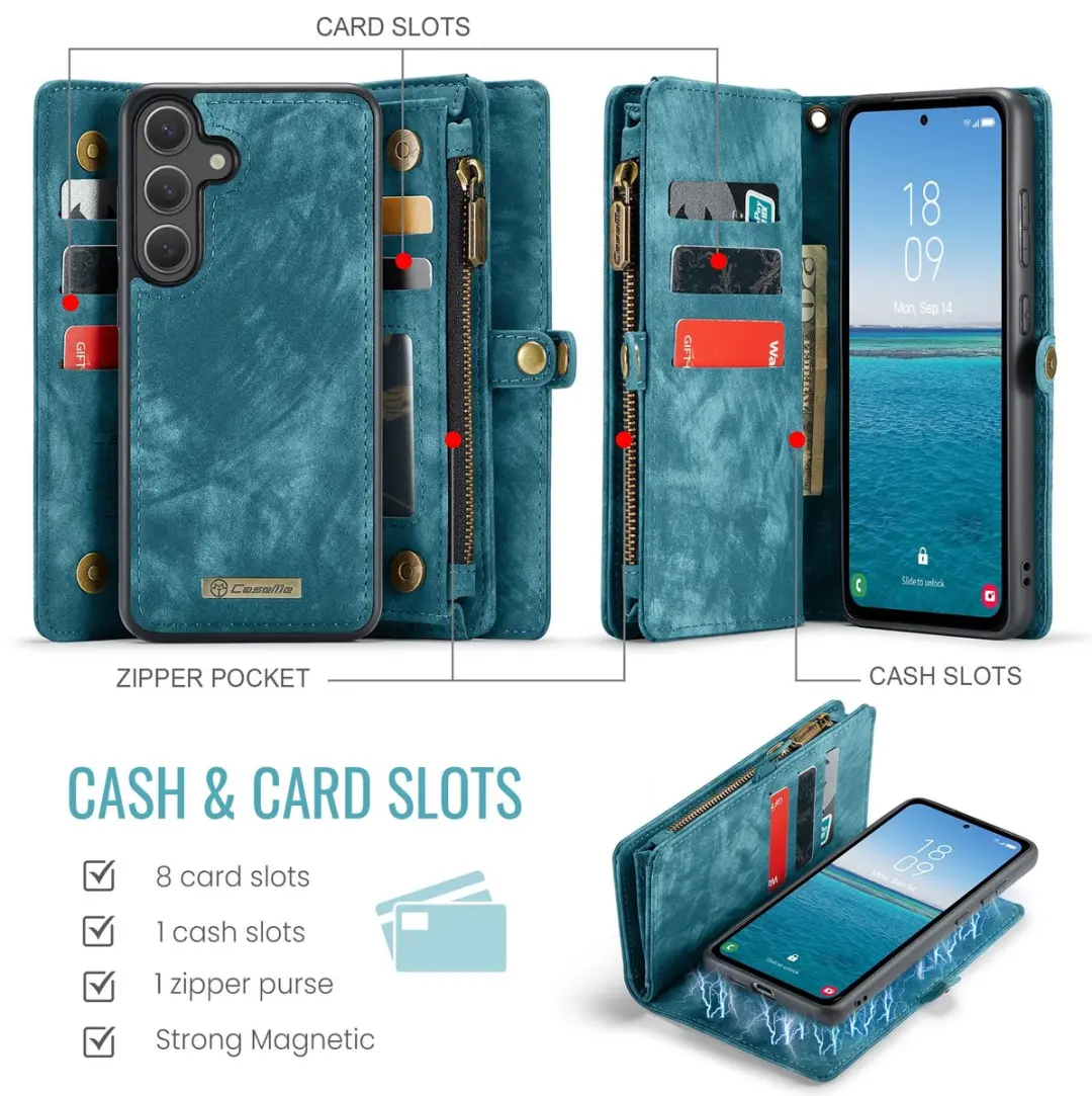 Caseme 008 Hoesje Samsung Galaxy S26 - Blauw - 8 Pasjes