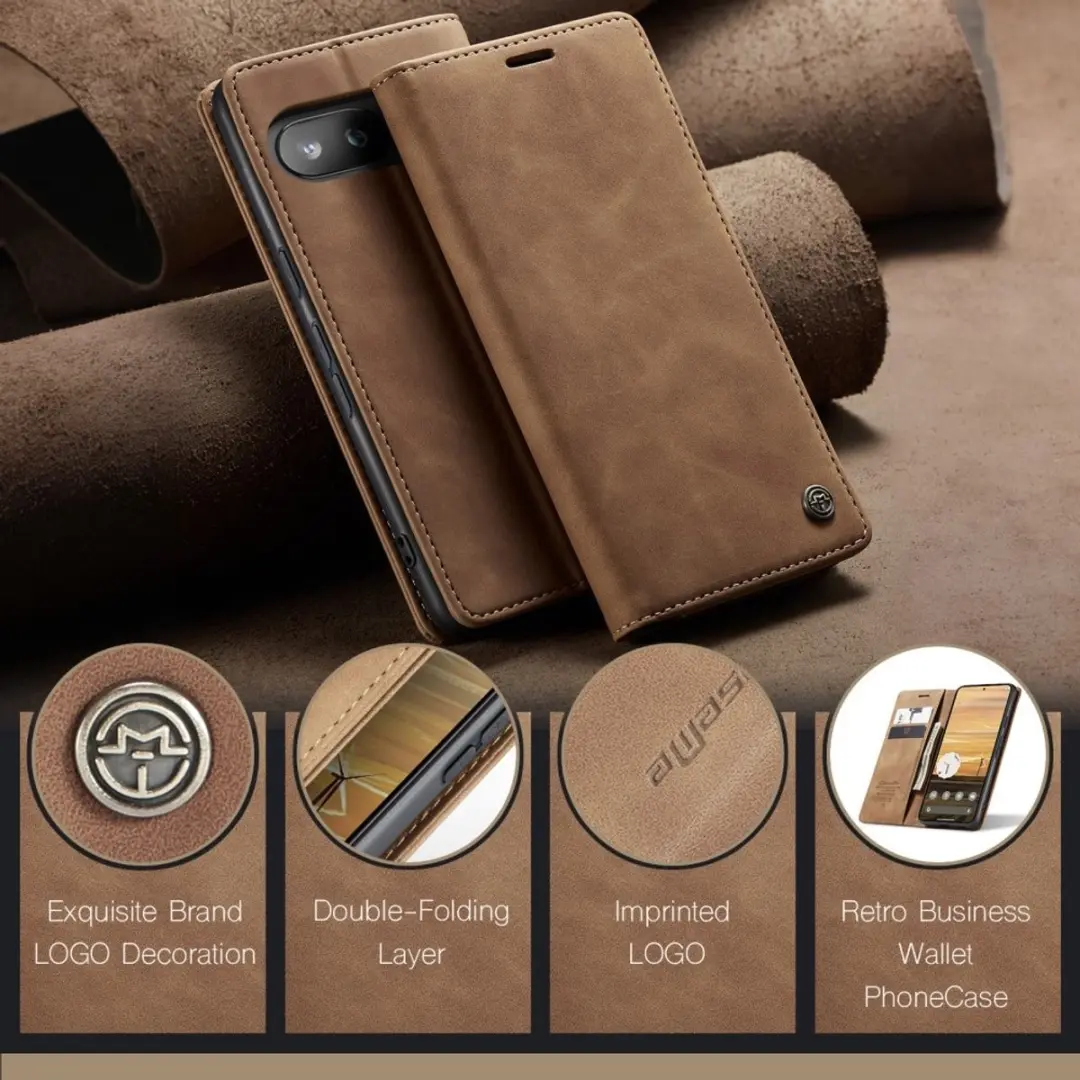Caseme 013 Book Case Hoesje - Google Pixel 9a - Bruin
