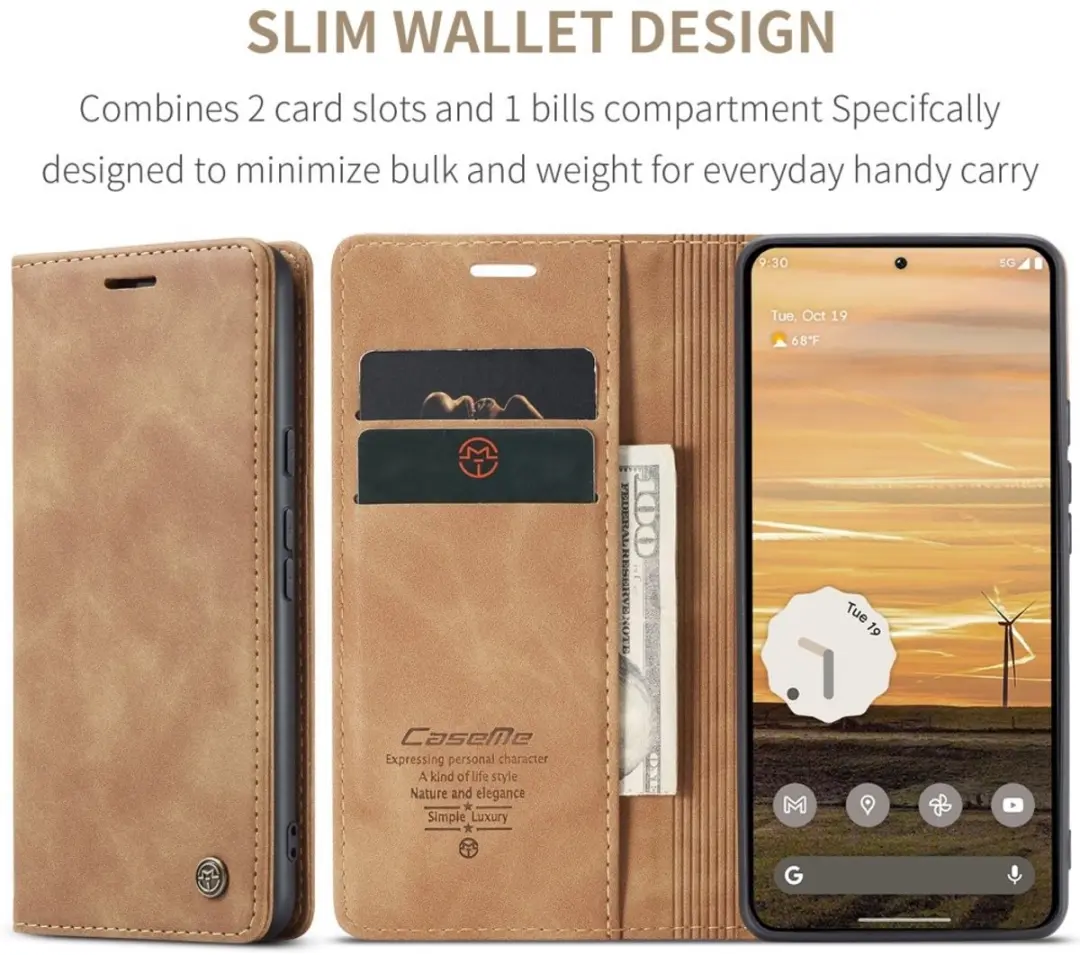 Caseme 013 Book Case Hoesje - Google Pixel 9a - Bruin