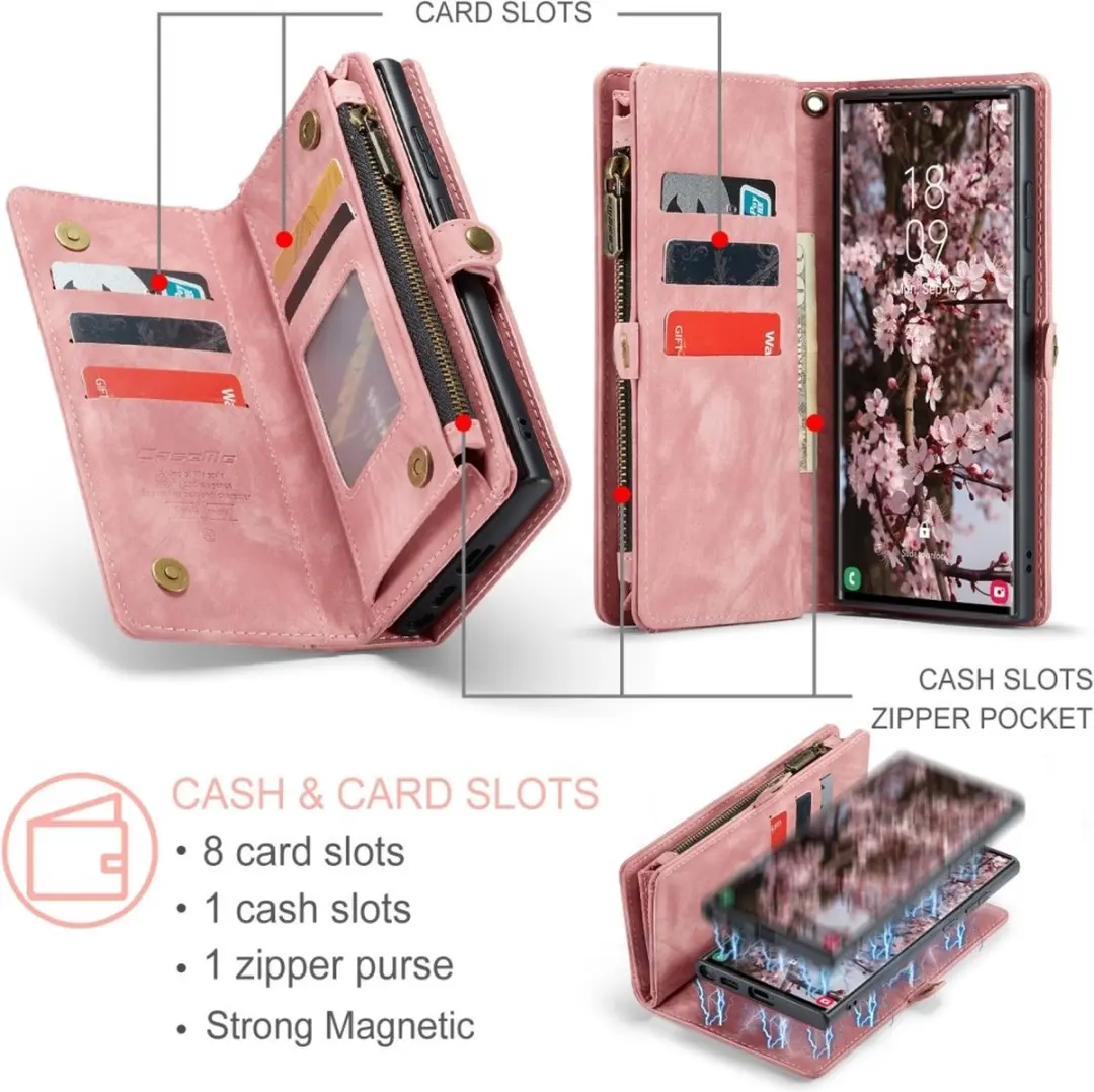 Caseme Samsung Galaxy S25 Ultra Hoes Lichtroze - 2-in-1 Portemonnee