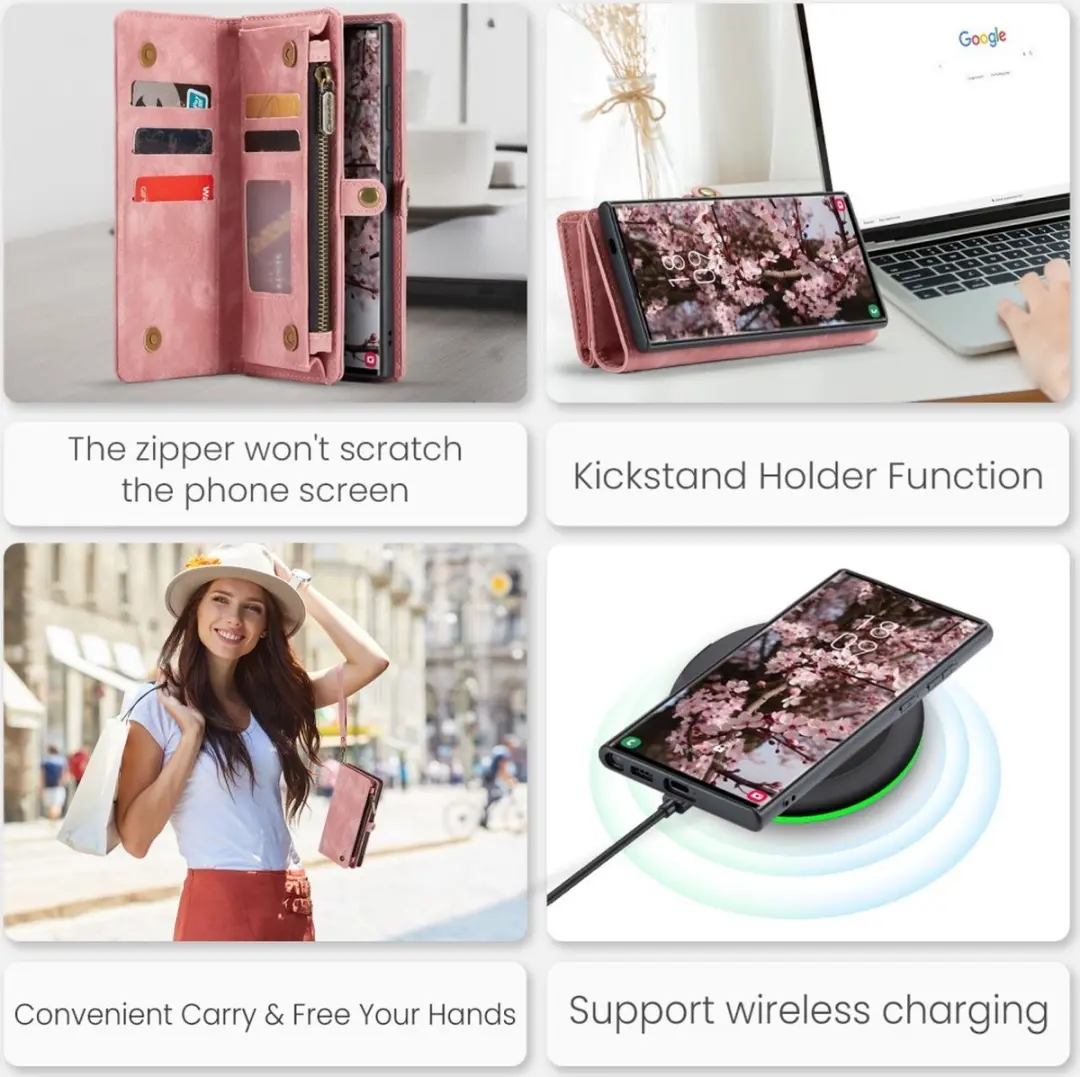 Caseme 008 Hoesje Samsung Galaxy S24 Ultra - Roze - 5 Pasjes
