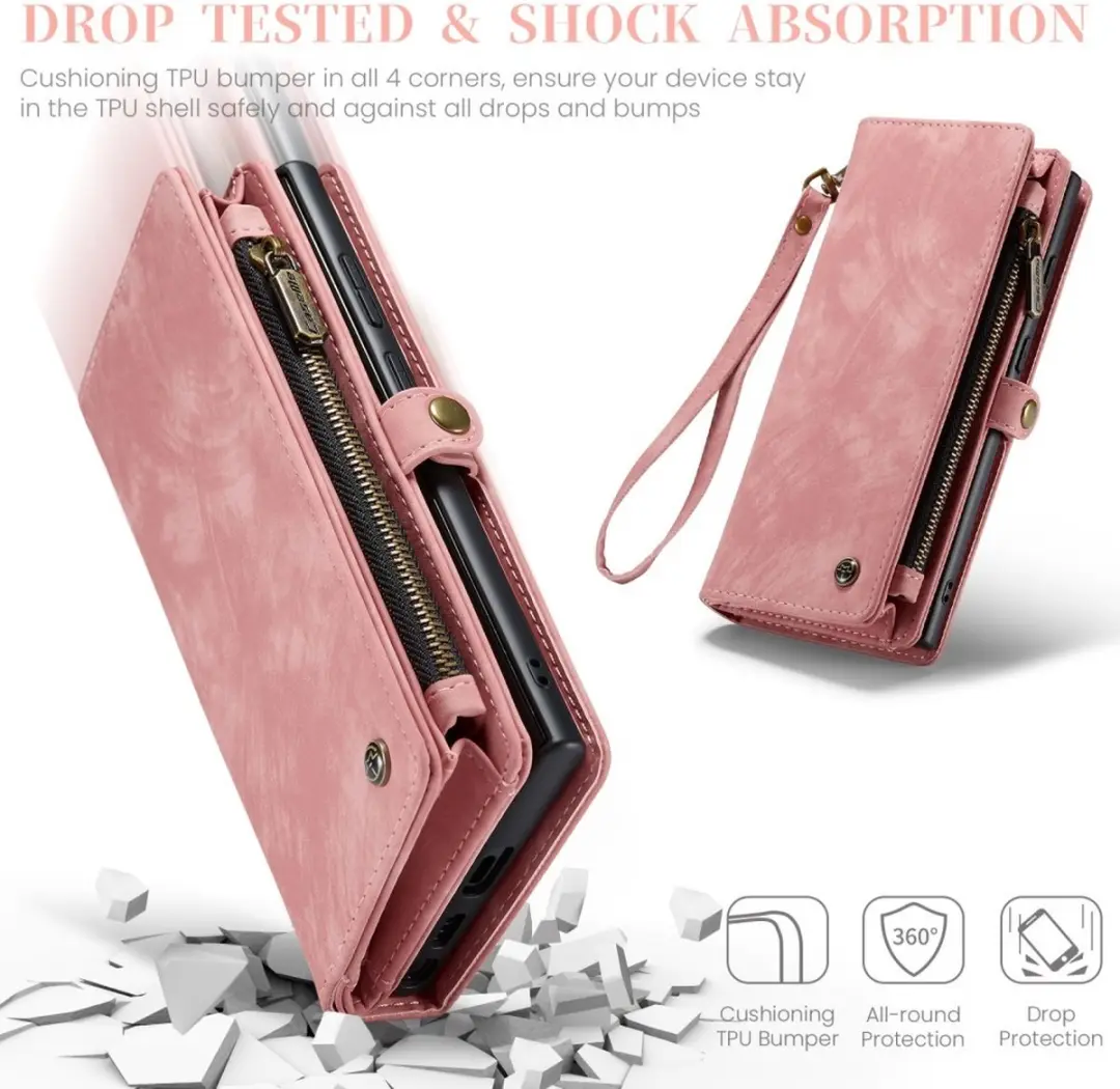Caseme 008 Hoesje Samsung Galaxy S24 Ultra - Roze - 5 Pasjes